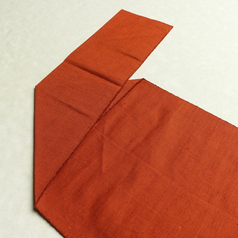 名古屋帯 六通柄 良品 正絹 人物・動物柄 松葉仕立て なごや帯 リサイクル帯 帯 紬地 橙_画像17