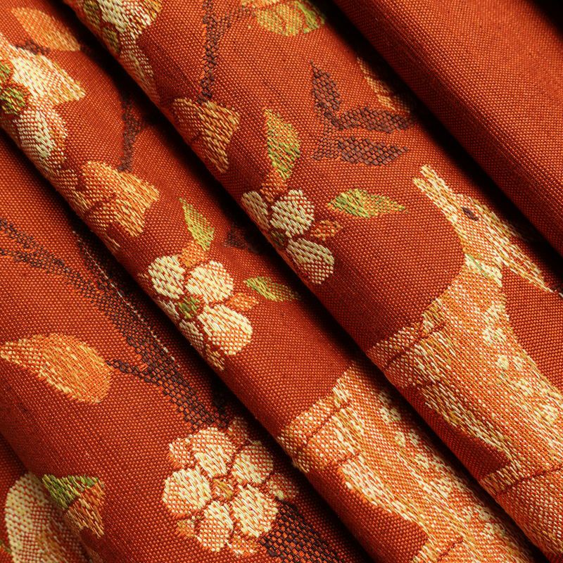 名古屋帯 六通柄 良品 正絹 人物・動物柄 松葉仕立て なごや帯 リサイクル帯 帯 紬地 橙_画像20