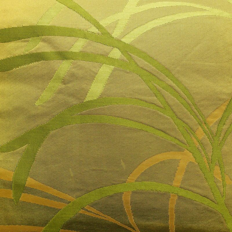 名古屋帯 六通柄 正絹 木の葉・植物柄 名古屋仕立て なごや帯 リサイクル帯 帯 黄・黄土色_画像2