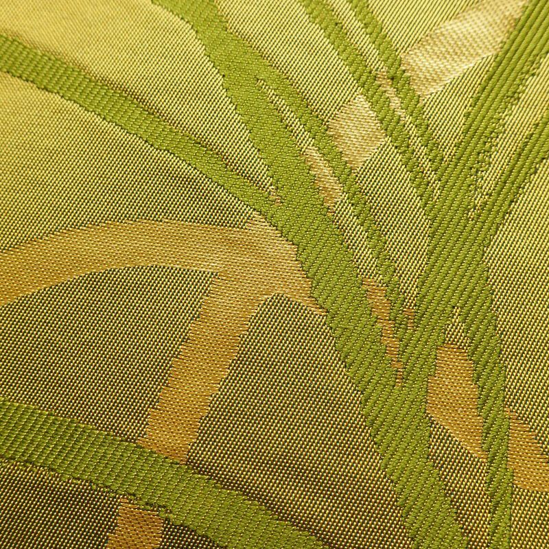 名古屋帯 六通柄 正絹 木の葉・植物柄 名古屋仕立て なごや帯 リサイクル帯 帯 黄・黄土色_画像3