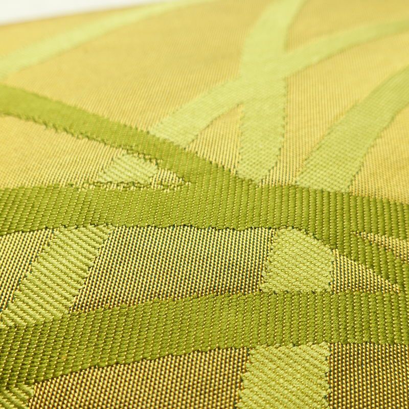 名古屋帯 六通柄 正絹 木の葉・植物柄 名古屋仕立て なごや帯 リサイクル帯 帯 黄・黄土色_画像5