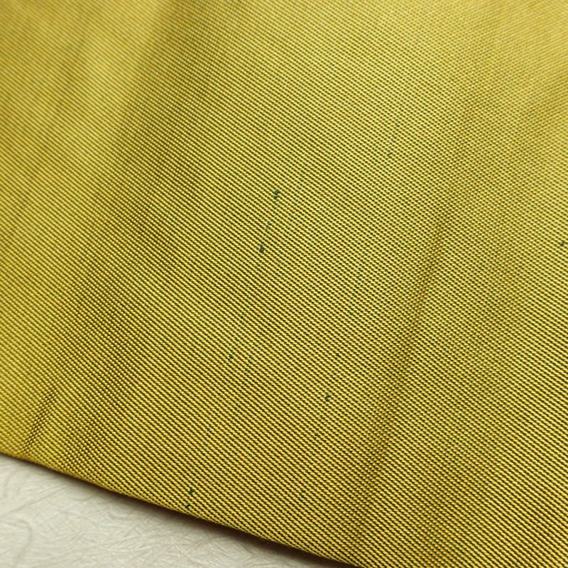 名古屋帯 六通柄 正絹 木の葉・植物柄 名古屋仕立て なごや帯 リサイクル帯 帯 黄・黄土色_画像14