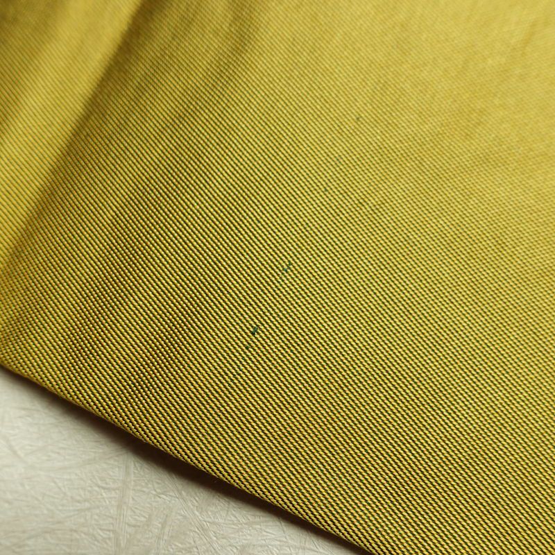 名古屋帯 六通柄 正絹 木の葉・植物柄 名古屋仕立て なごや帯 リサイクル帯 帯 黄・黄土色_画像15