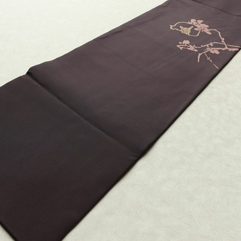 名古屋帯 太鼓柄 正絹 木の葉・植物柄 名古屋仕立て なごや帯 リサイクル帯 帯 金彩 紫・藤色_画像8