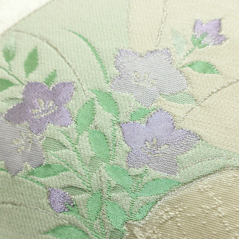 名古屋帯 太鼓柄 良品 落款入り 正絹 古典柄 名古屋仕立て なごや帯 リサイクル帯 帯 銀糸 扇面 白_画像3