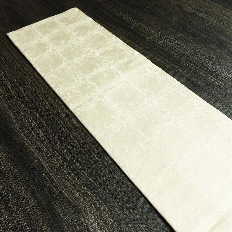 名古屋帯 太鼓柄 良品 落款入り 正絹 古典柄 名古屋仕立て なごや帯 リサイクル帯 帯 銀糸 扇面 白_画像16