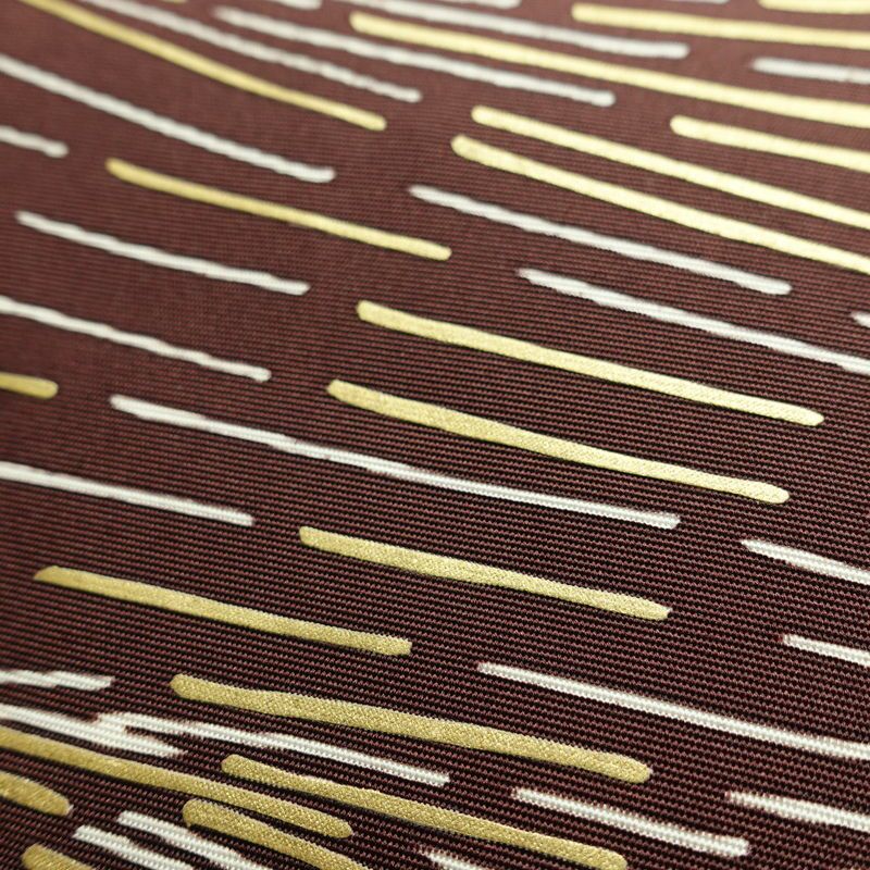 名古屋帯 太鼓柄 正絹 幾何学柄・抽象柄 名古屋仕立て なごや帯 リサイクル帯 帯 シンプル 小豆・エンジ_画像5