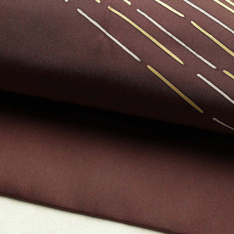 名古屋帯 太鼓柄 正絹 幾何学柄・抽象柄 名古屋仕立て なごや帯 リサイクル帯 帯 シンプル 小豆・エンジ_画像6