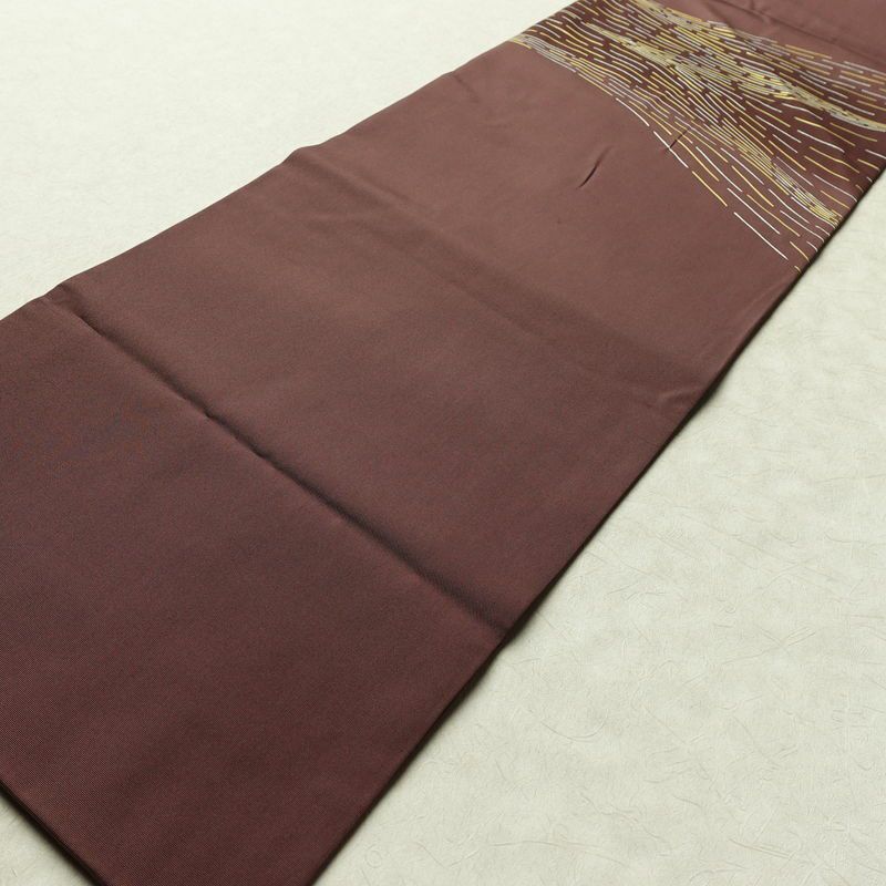 名古屋帯 太鼓柄 正絹 幾何学柄・抽象柄 名古屋仕立て なごや帯 リサイクル帯 帯 シンプル 小豆・エンジ_画像7