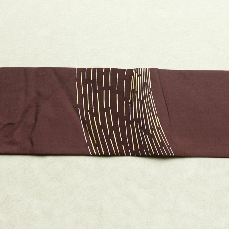 名古屋帯 太鼓柄 正絹 幾何学柄・抽象柄 名古屋仕立て なごや帯 リサイクル帯 帯 シンプル 小豆・エンジ_画像13