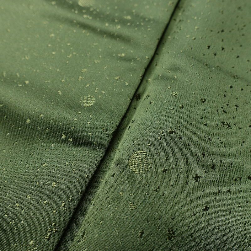 小紋 良品 しつけ糸付き 正絹 花柄 袷仕立て 身丈153cm 裄丈64cm リサイクル着物 着物 緑・うぐいす色_画像10