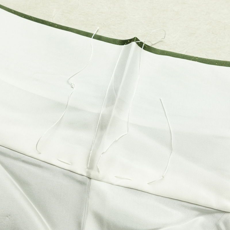 小紋 良品 しつけ糸付き 正絹 花柄 袷仕立て 身丈153cm 裄丈64cm リサイクル着物 着物 緑・うぐいす色_画像19