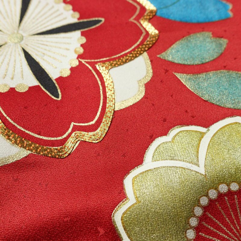 振袖 金駒刺繍 正絹 蝶・昆虫柄 袷仕立て 身丈161cm 裄丈68.5cm リサイクル着物 着物 箔 成人式 二十歳 二十歳の集い パーティー 華やか 桜 赤・朱_画像8