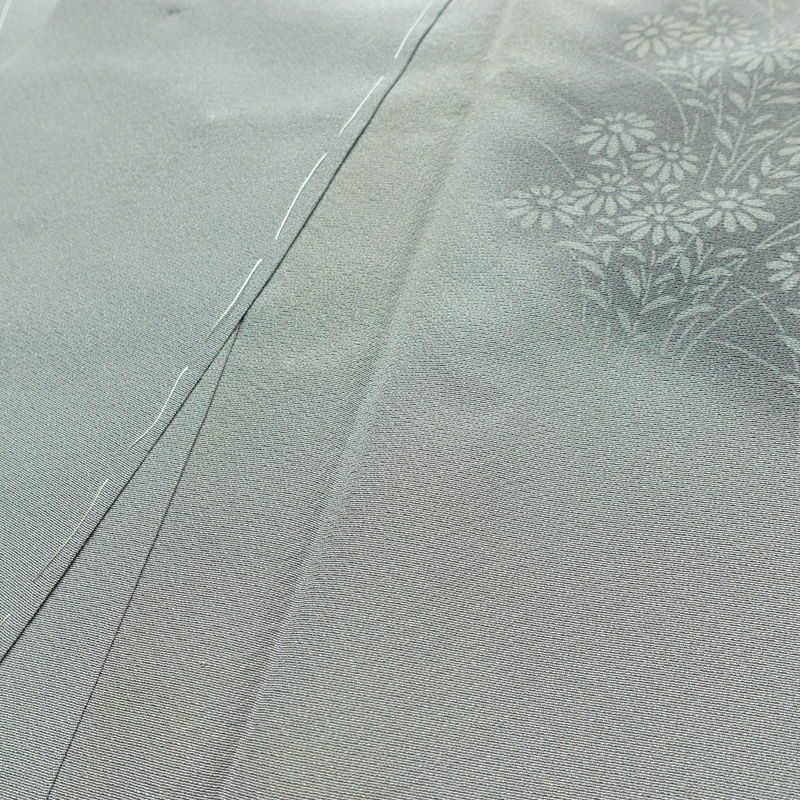 付け下げ 一つ紋付き 正絹 花柄 袷仕立て 身丈158cm 裄丈64.5cm リサイクル着物 着物 箔 入学式 卒業式 七五三 お宮参り フォーマル 上品 グレー_画像16