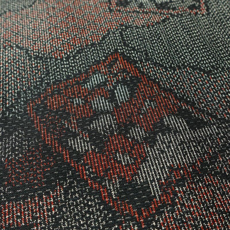 紬 美品 しつけ糸付き 華文紬 手織つむぎ 正絹 古典柄 袷仕立て 身丈158.5cm 裄丈64cm リサイクル着物 着物 黒_画像8