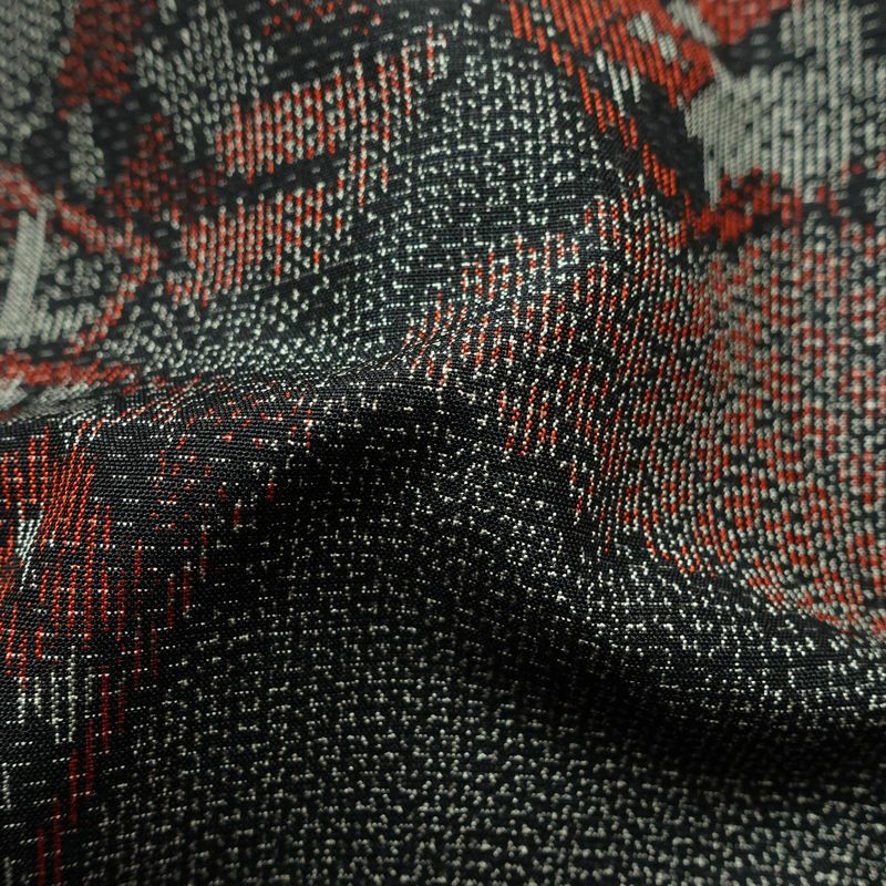 紬 美品 しつけ糸付き 華文紬 手織つむぎ 正絹 古典柄 袷仕立て 身丈158.5cm 裄丈64cm リサイクル着物 着物 黒_画像21