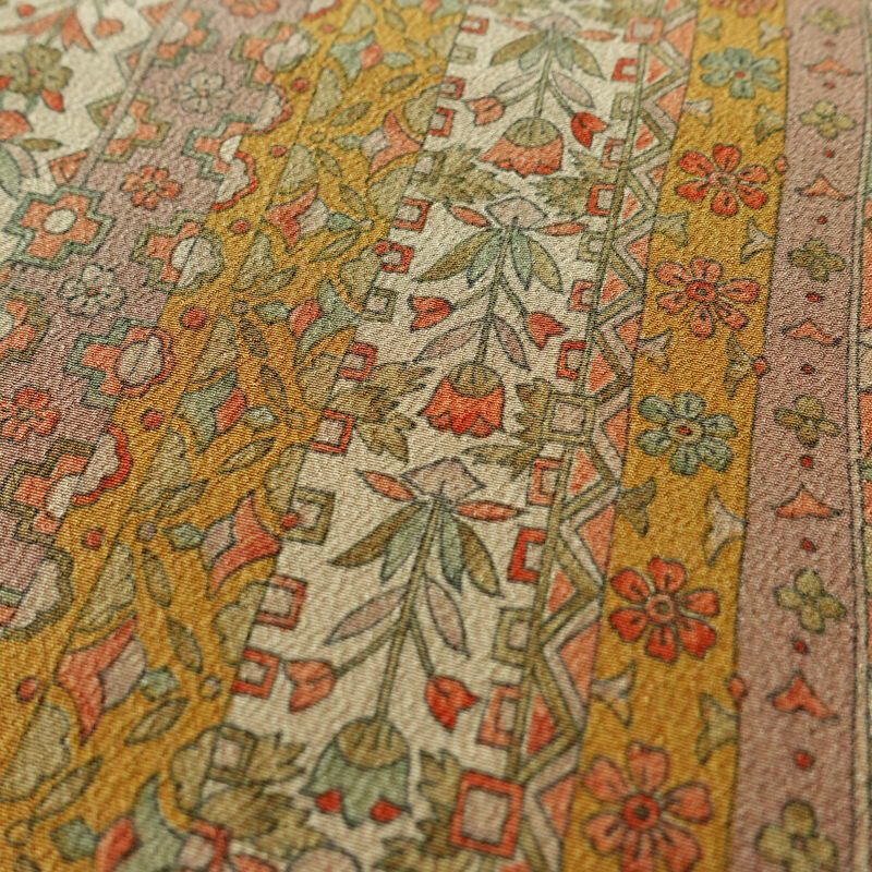 小紋 縮緬 総柄 ポリエステル 縞柄・線柄 袷仕立て 身丈161cm 裄丈65.5cm リサイクル着物 着物 多色使い_画像7