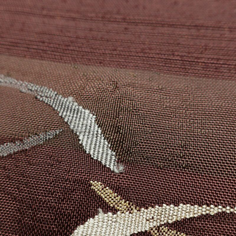 名古屋帯 太鼓柄 良品 正絹 幾何学柄・抽象柄 松葉仕立て なごや帯 リサイクル帯 帯 小豆・エンジ_画像7