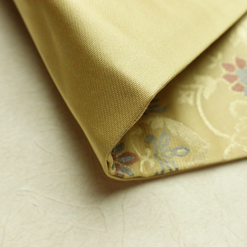 名古屋帯 六通柄 正絹 木の葉・植物柄 名古屋仕立て なごや帯 リサイクル帯 帯 金糸 ベージュ_画像10