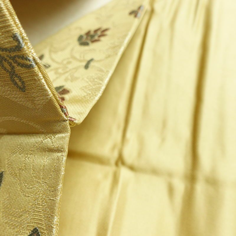 名古屋帯 六通柄 正絹 木の葉・植物柄 名古屋仕立て なごや帯 リサイクル帯 帯 金糸 ベージュ_画像20