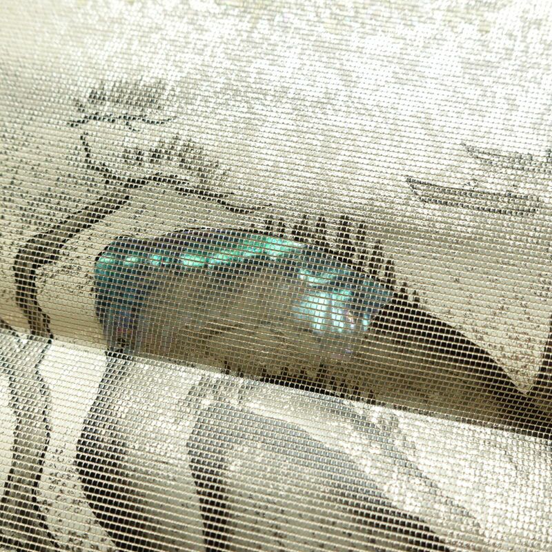 名古屋帯 太鼓柄 正絹 風景柄 通し仕立て なごや帯 リサイクル帯 帯 箔 白_画像3