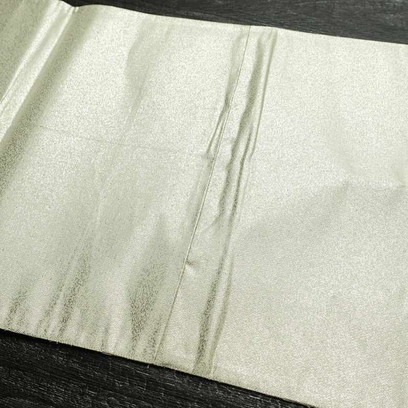 名古屋帯 太鼓柄 正絹 風景柄 通し仕立て なごや帯 リサイクル帯 帯 箔 白_画像14