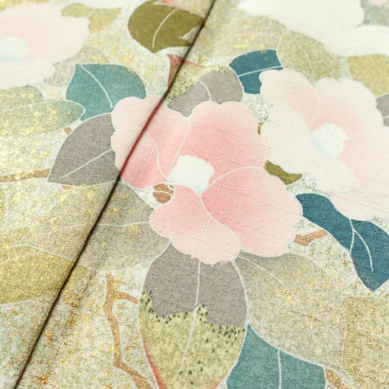 訪問着 良品 正絹 花柄 袷仕立て 身丈159.5cm 裄丈70cm リサイクル着物 着物 箔 入学式 卒業式 七五三 お宮参り フォーマル 緑・うぐいす色_画像7