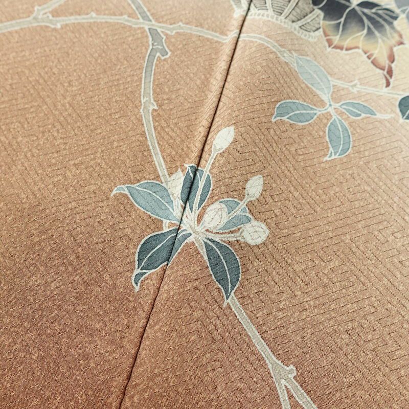 訪問着 良品 綸子 正絹 花柄 袷仕立て 身丈163.5cm 裄丈66cm リサイクル着物 着物 入学式 卒業式 七五三 お宮参り フォーマル ベージュ_画像10