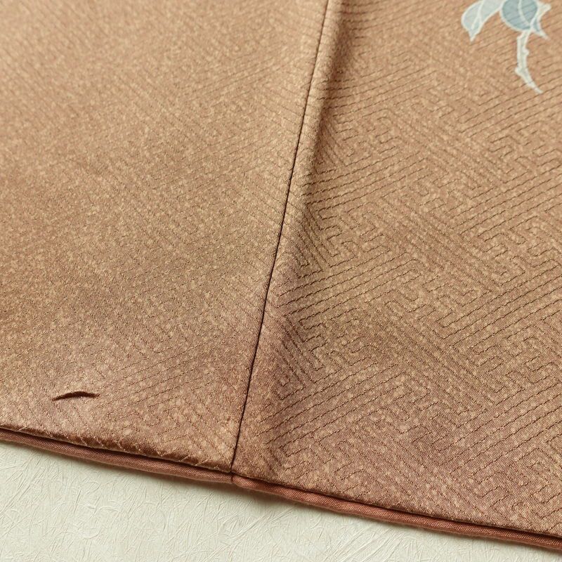 訪問着 良品 綸子 正絹 花柄 袷仕立て 身丈163.5cm 裄丈66cm リサイクル着物 着物 入学式 卒業式 七五三 お宮参り フォーマル ベージュ_画像12