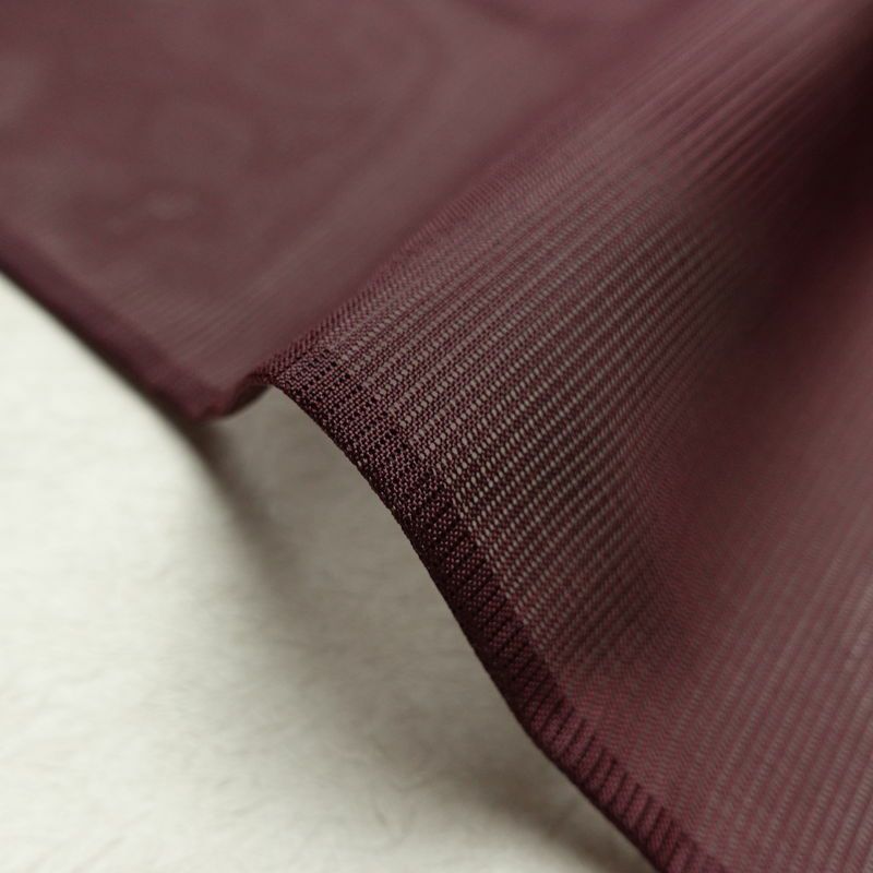 盛夏 色無地 良品 夏用 絽 ポリエステル 無地 単衣仕立て 身丈156.5cm 裄丈63.5cm リサイクル着物 着物 薄物 お茶会 シンプル 紫・藤色_画像12