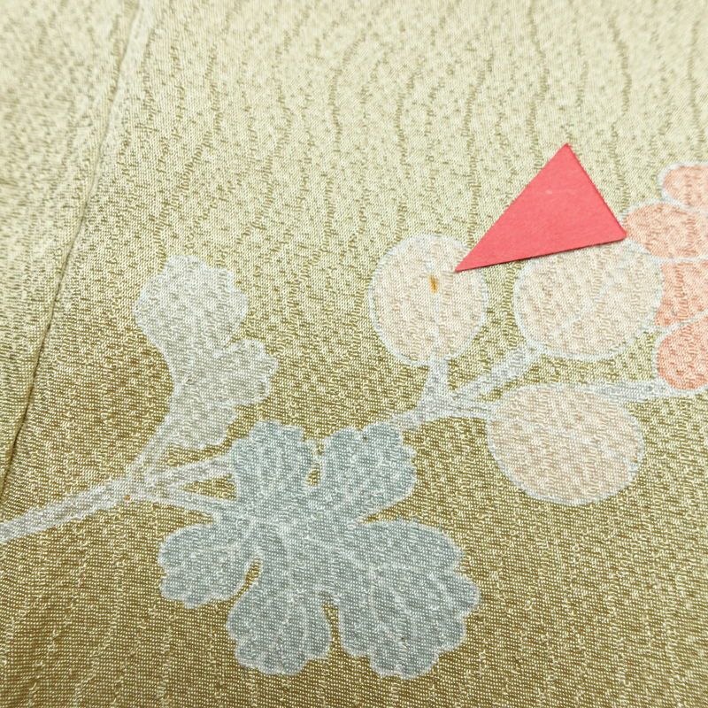 訪問着 良品 正絹 古典柄 袷仕立て 身丈164cm 裄丈68cm リサイクル着物 着物 箔 入学式 卒業式 七五三 お宮参り 盛り上げ箔 フォーマル 松 菊 ベージュ_画像14