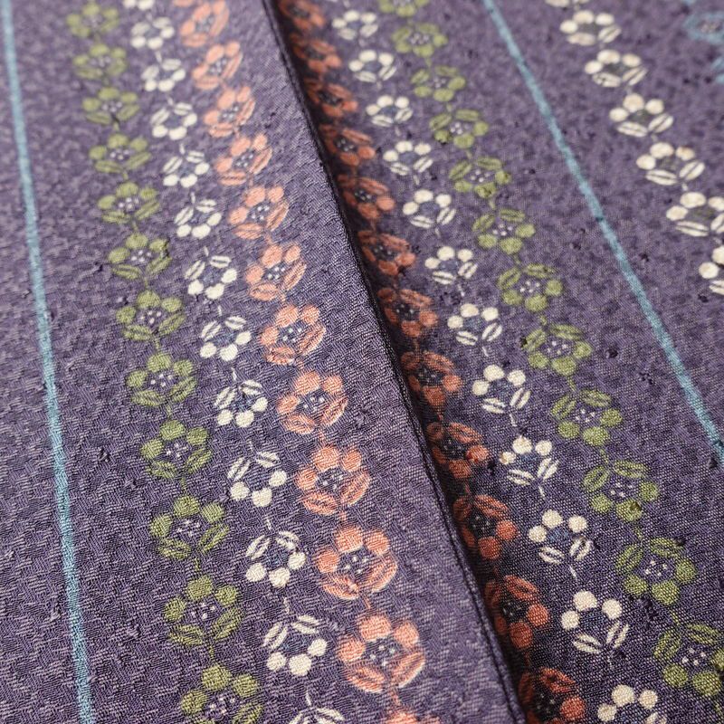 小紋 総柄 正絹 縞柄・線柄 袷仕立て 身丈156.5cm 裄丈64cm リサイクル着物 着物 紫・藤色_画像9