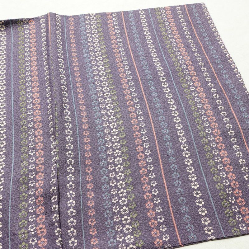 小紋 総柄 正絹 縞柄・線柄 袷仕立て 身丈156.5cm 裄丈64cm リサイクル着物 着物 紫・藤色_画像11