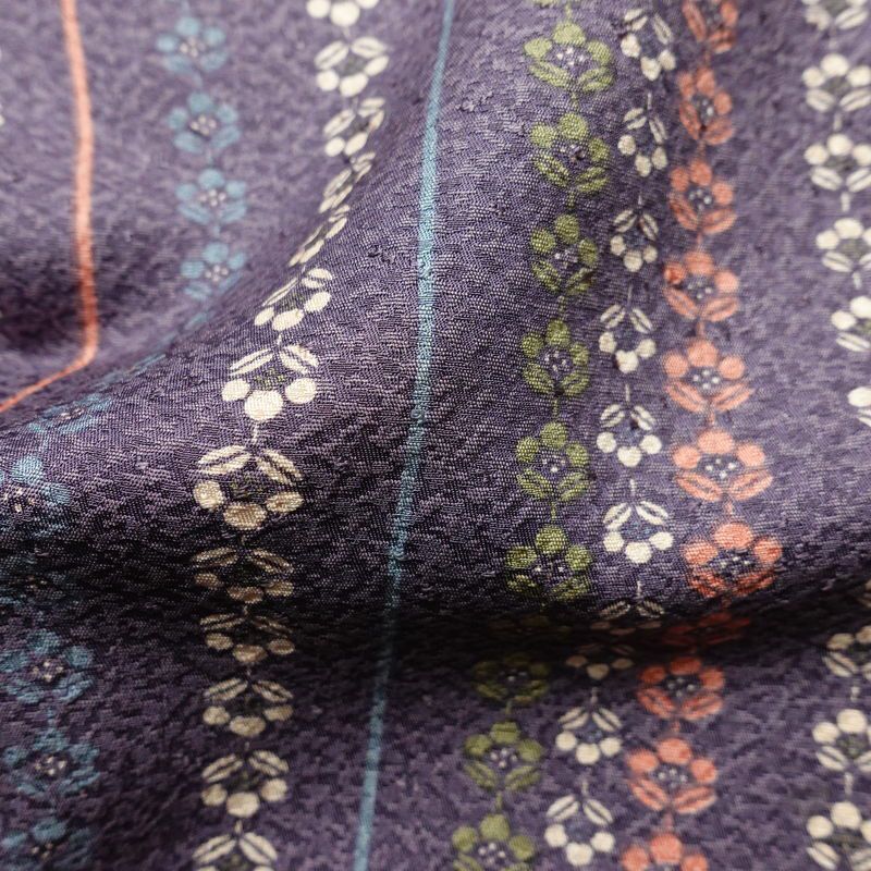 小紋 総柄 正絹 縞柄・線柄 袷仕立て 身丈156.5cm 裄丈64cm リサイクル着物 着物 紫・藤色_画像21