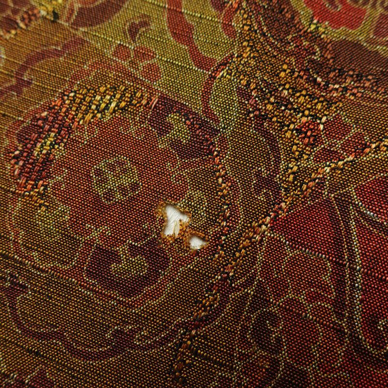 単衣 紬 バチ衿仕立て 正絹 幾何学柄・抽象柄 単衣仕立て 身丈157.5cm 裄丈63cm リサイクル着物 着物 カジュアル 多色使い_画像7