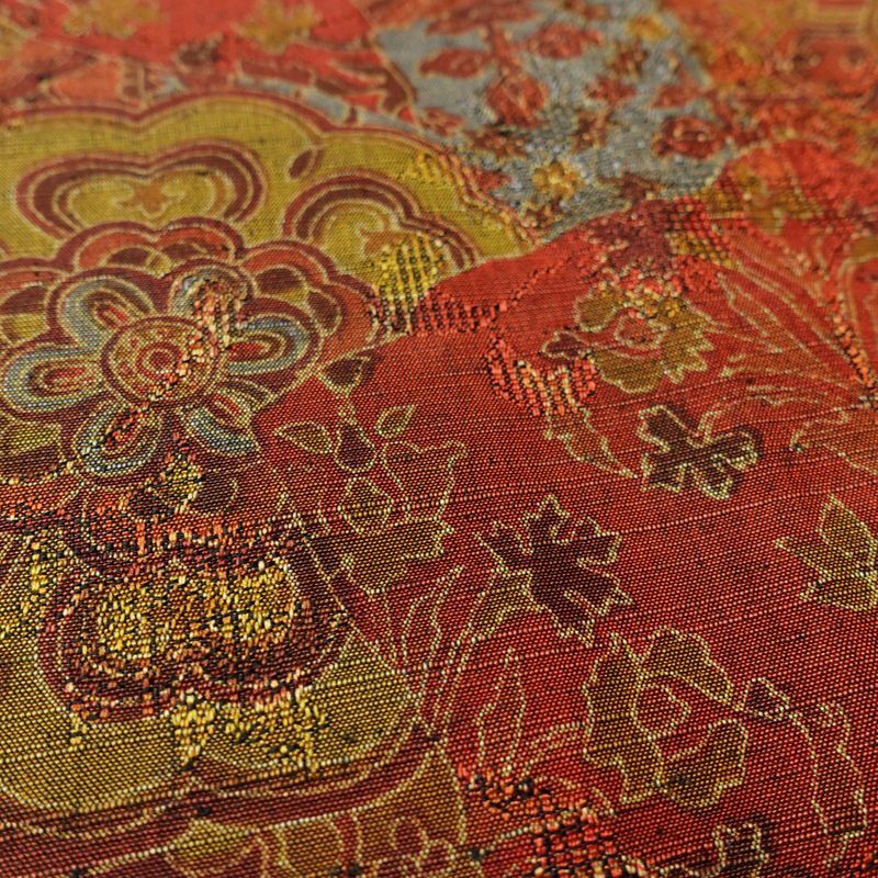 単衣 紬 バチ衿仕立て 正絹 幾何学柄・抽象柄 単衣仕立て 身丈157.5cm 裄丈63cm リサイクル着物 着物 カジュアル 多色使い_画像9