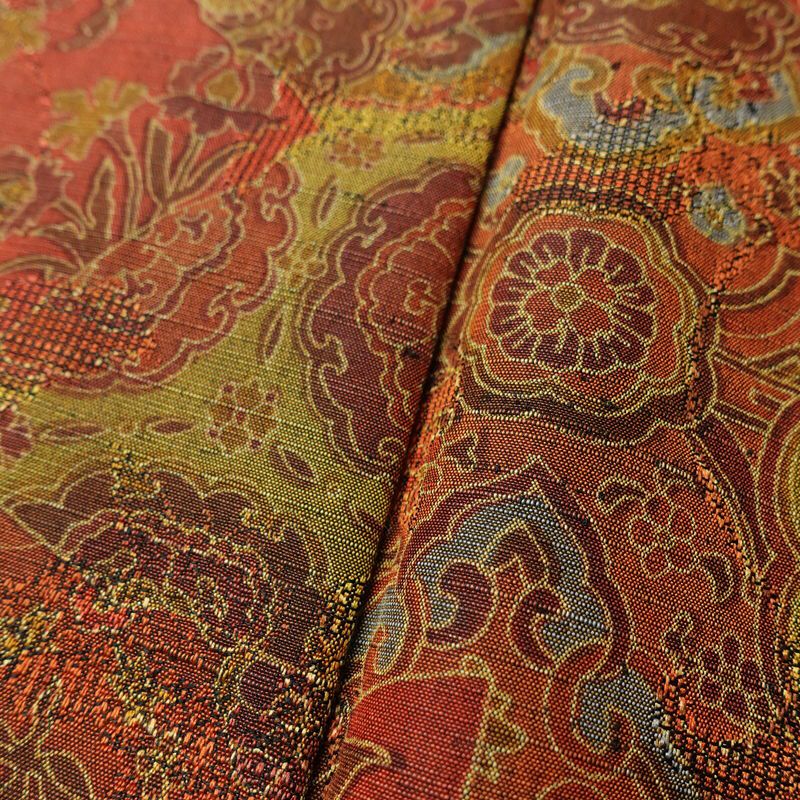 単衣 紬 バチ衿仕立て 正絹 幾何学柄・抽象柄 単衣仕立て 身丈157.5cm 裄丈63cm リサイクル着物 着物 カジュアル 多色使い_画像11