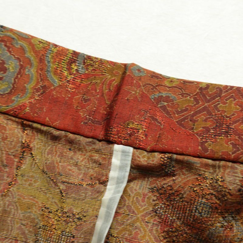 単衣 紬 バチ衿仕立て 正絹 幾何学柄・抽象柄 単衣仕立て 身丈157.5cm 裄丈63cm リサイクル着物 着物 カジュアル 多色使い_画像19