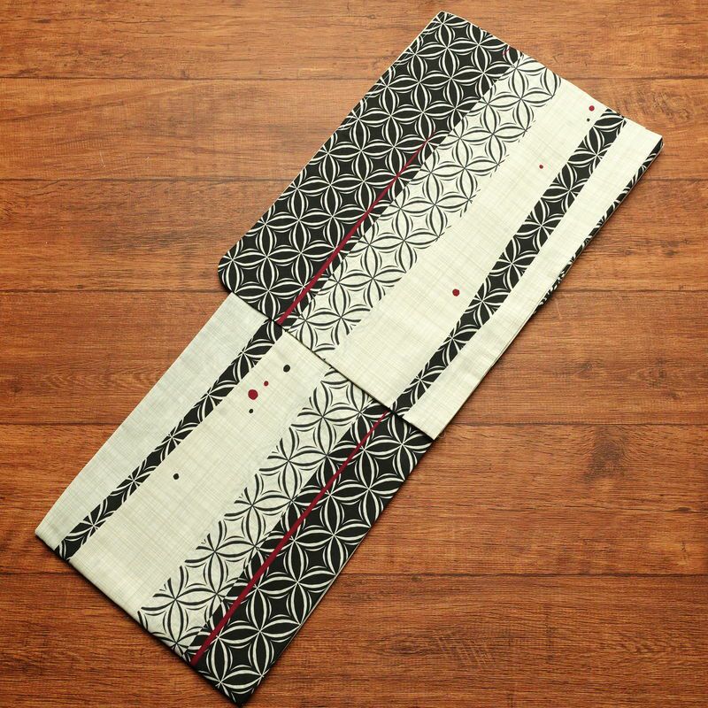 新品 浴衣 帯 2点セット 女性用 綿 平織 古典柄 浴衣 半幅帯 未使用品 七宝 しっとり 上品_画像2