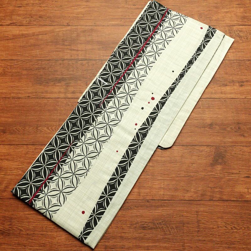 新品 浴衣 帯 2点セット 女性用 綿 平織 古典柄 浴衣 半幅帯 未使用品 七宝 しっとり 上品_画像3