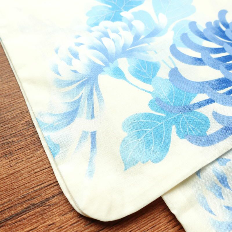 新品 浴衣 帯 2点セット 女性用 綿 平織 古典柄 浴衣 半幅帯 未使用品 乱菊 ブルー_画像9