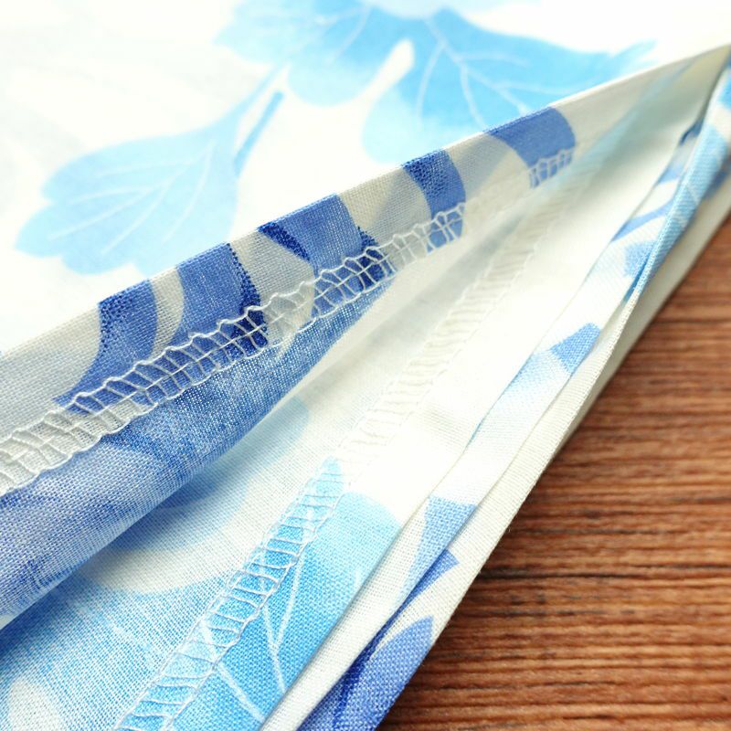 新品 浴衣 帯 2点セット 女性用 綿 平織 古典柄 浴衣 半幅帯 未使用品 乱菊 ブルー_画像12