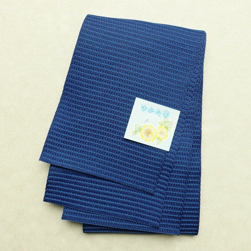 新品 浴衣 帯 2点セット 女性用 綿 平織 古典柄 浴衣 半幅帯 未使用品 乱菊 ブルー_画像16