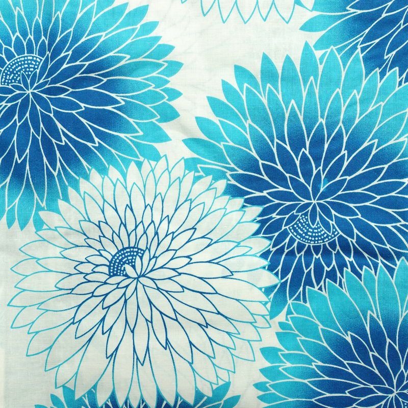 新品 浴衣 帯 2点セット 女性用 綿 平織 古典柄 浴衣 半幅帯 未使用品 菊 ブルー 菊づくし_画像4