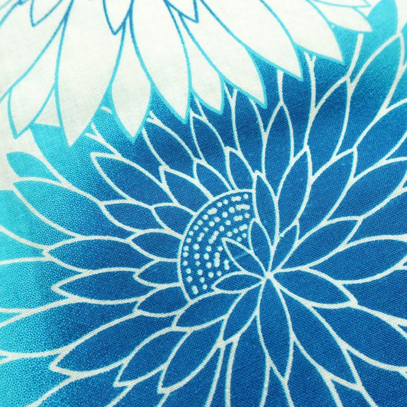 新品 浴衣 帯 2点セット 女性用 綿 平織 古典柄 浴衣 半幅帯 未使用品 菊 ブルー 菊づくし_画像6