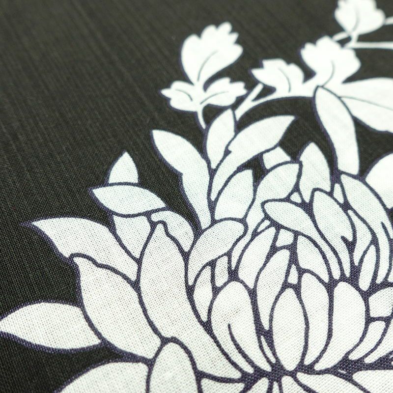 新品 浴衣 帯 2点セット 女性用 綿 平織 古典柄 浴衣 半幅帯 未使用品 芍薬 しっとり 黒_画像9