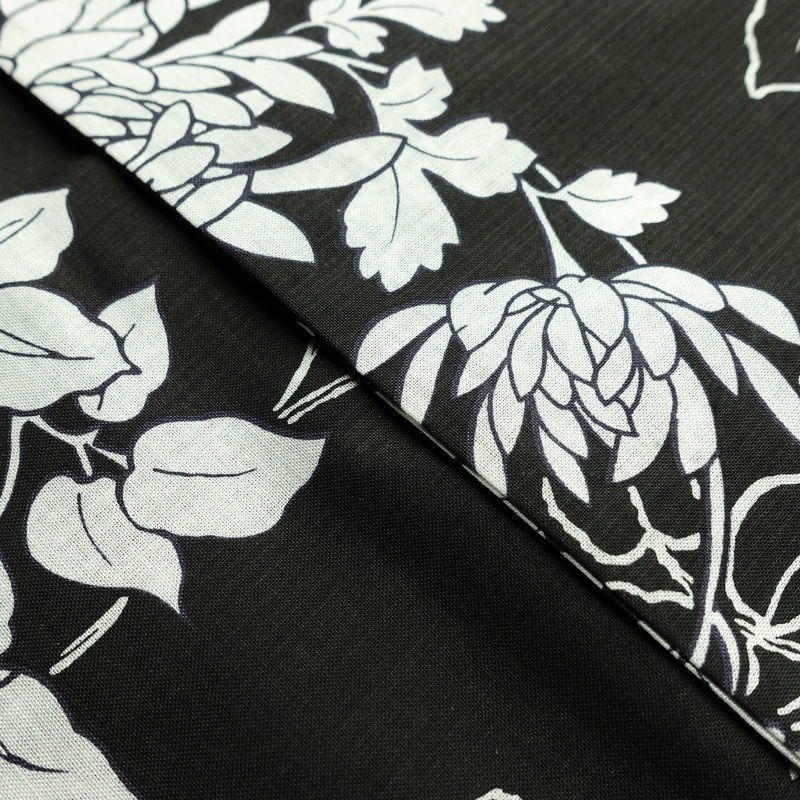 新品 浴衣 帯 2点セット 女性用 綿 平織 古典柄 浴衣 半幅帯 未使用品 芍薬 しっとり 黒_画像14