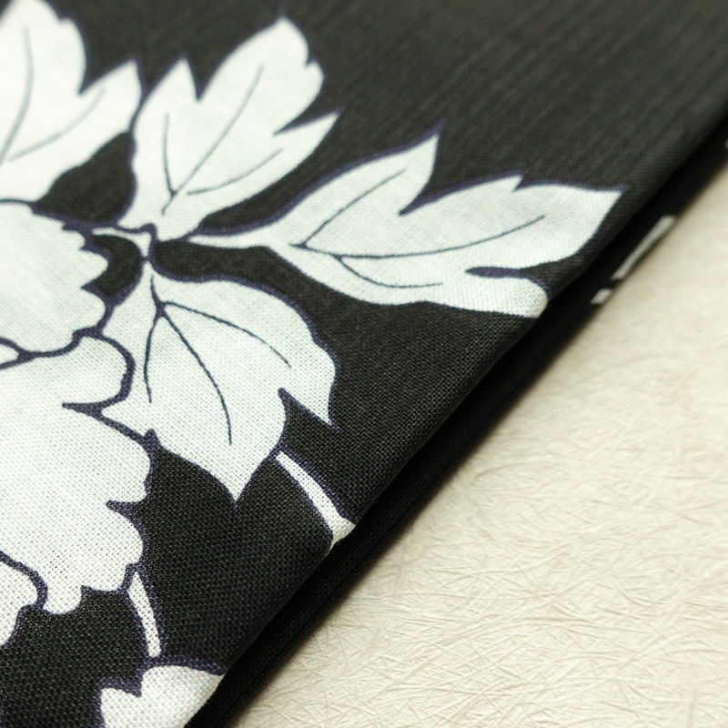 新品 浴衣 帯 2点セット 女性用 綿 平織 古典柄 浴衣 半幅帯 未使用品 芍薬 しっとり 黒_画像16