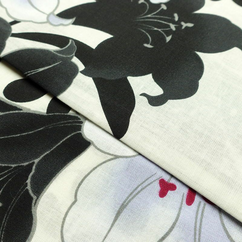 新品 浴衣 帯 2点セット 女性用 綿 平織 古典柄 浴衣 半幅帯 未使用品 百合 萩 しっとり_画像13