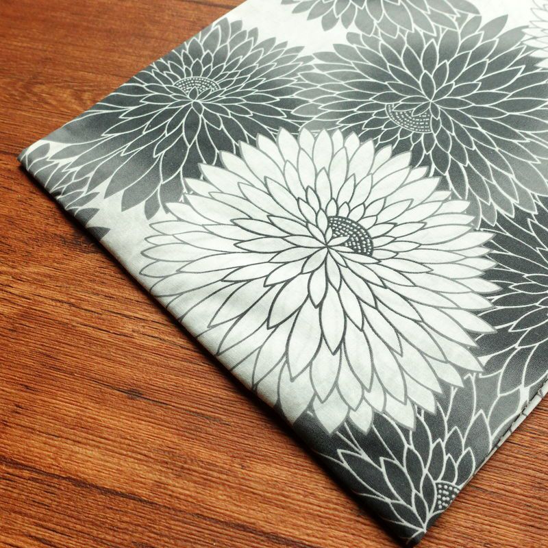 新品 浴衣 帯 2点セット 女性用 綿 平織 古典柄 浴衣 半幅帯 未使用品 菊 黒 グレー_画像14